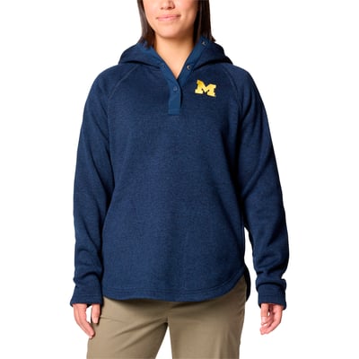 Michigan Wolverines Columbia Sweater Weather Fleece Lined Pullover Hoodie - Navy