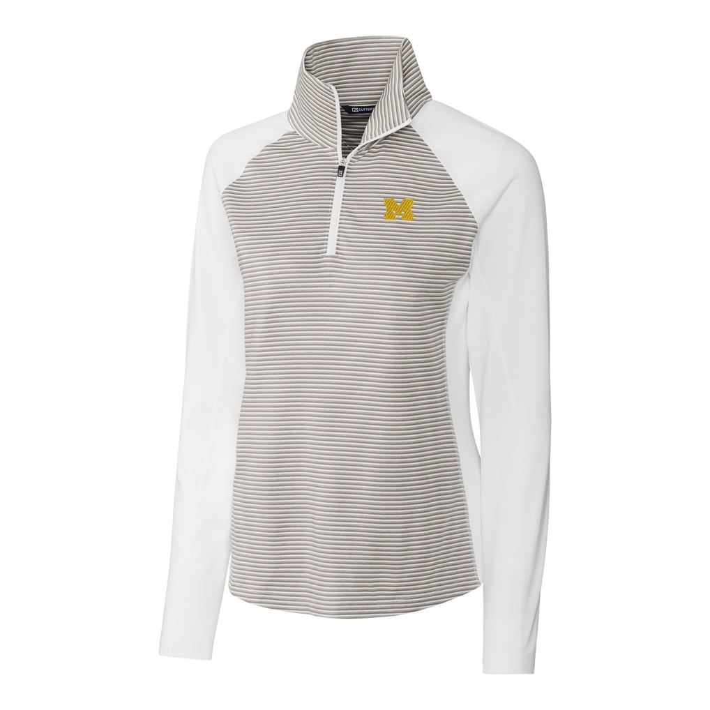 Michigan Wolverines Cutter & Buck Women's Forge Tonal Half-Zip Pullover Jacket - Gray