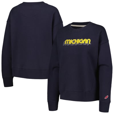 Michigan Wolverines League Collegiate Wear Women's Boxy Pullover Sweatshirt - Navy
