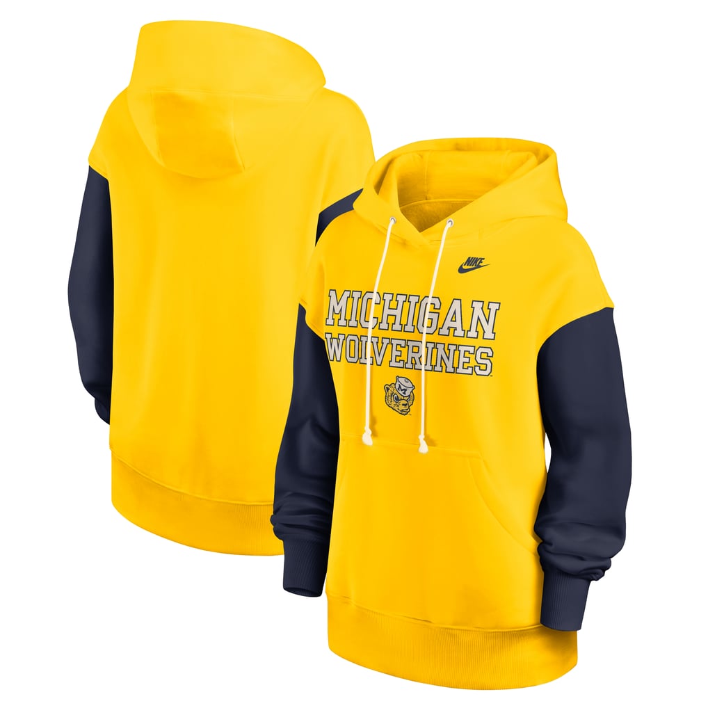 Michigan Wolverines Nike Women's Oversized Legacy Phoenix Pullover Hoodie - Maize/Navy