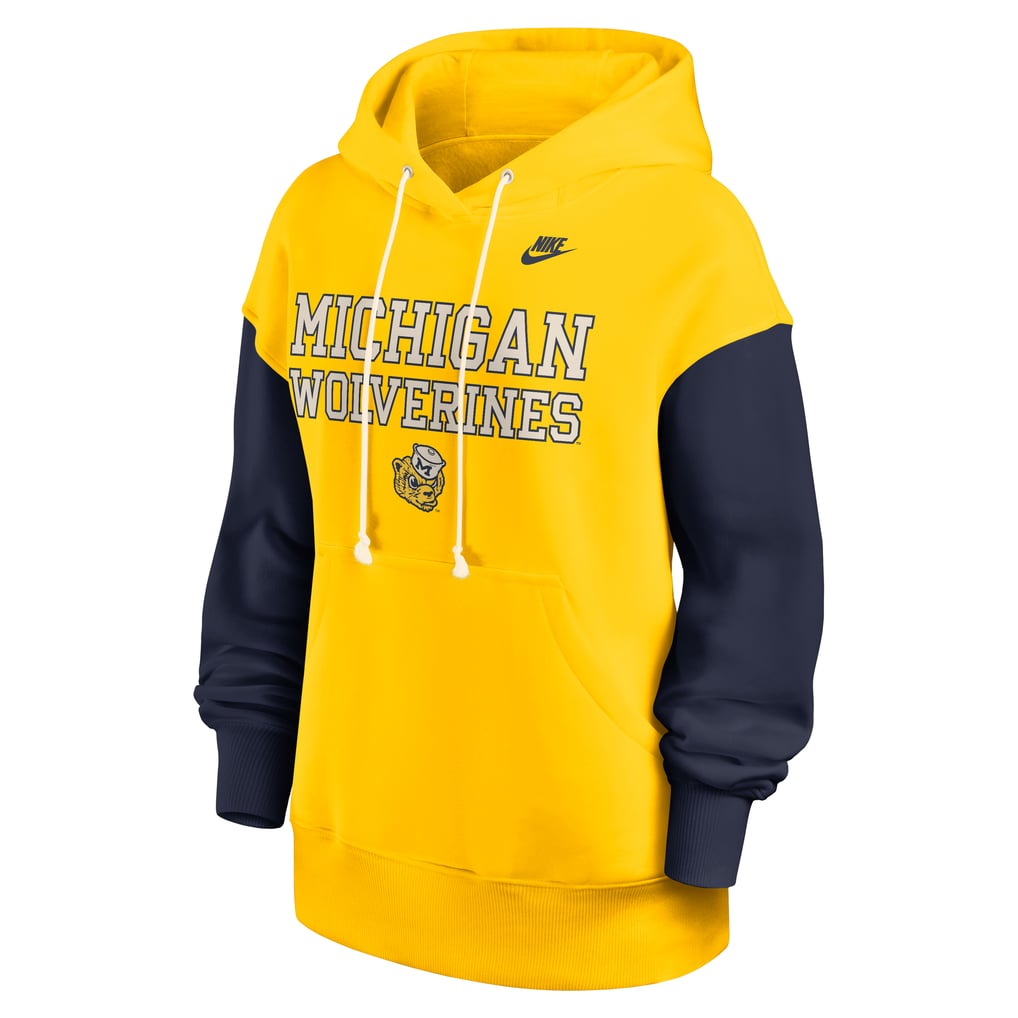 Michigan Wolverines Nike Women's Oversized Legacy Phoenix Pullover Hoodie - Maize/Navy