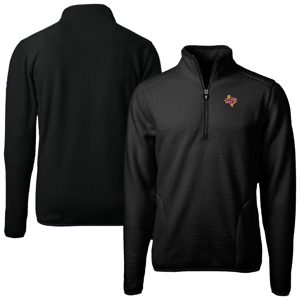Midwestern State Mustangs Cutter & Buck Cascade Eco Sherpa Fleece Quarter-Zip Pullover Jacket - Black