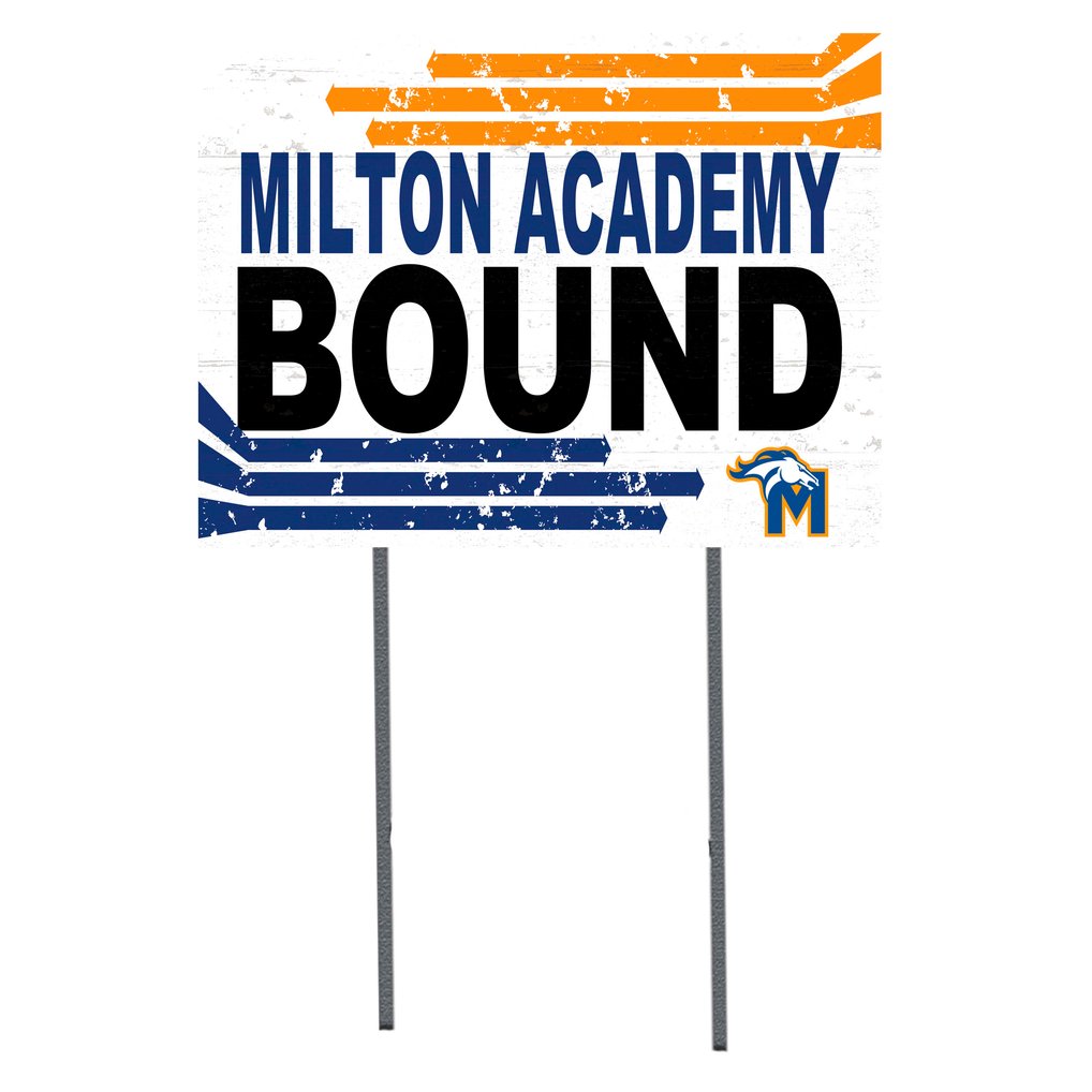 Milton Academy Mustangs 18" x 24" Bound Yard Sign - White
