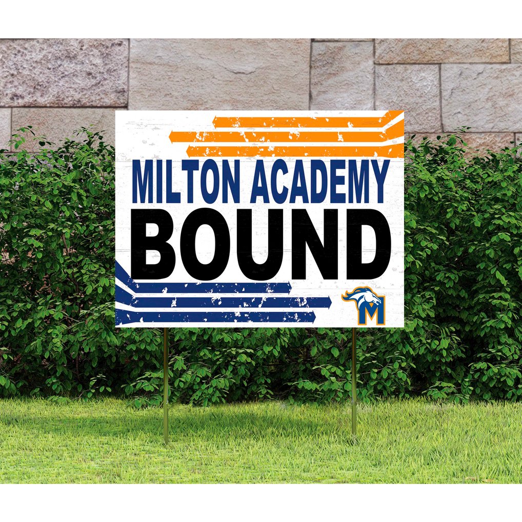 Milton Academy Mustangs 18" x 24" Bound Yard Sign - White