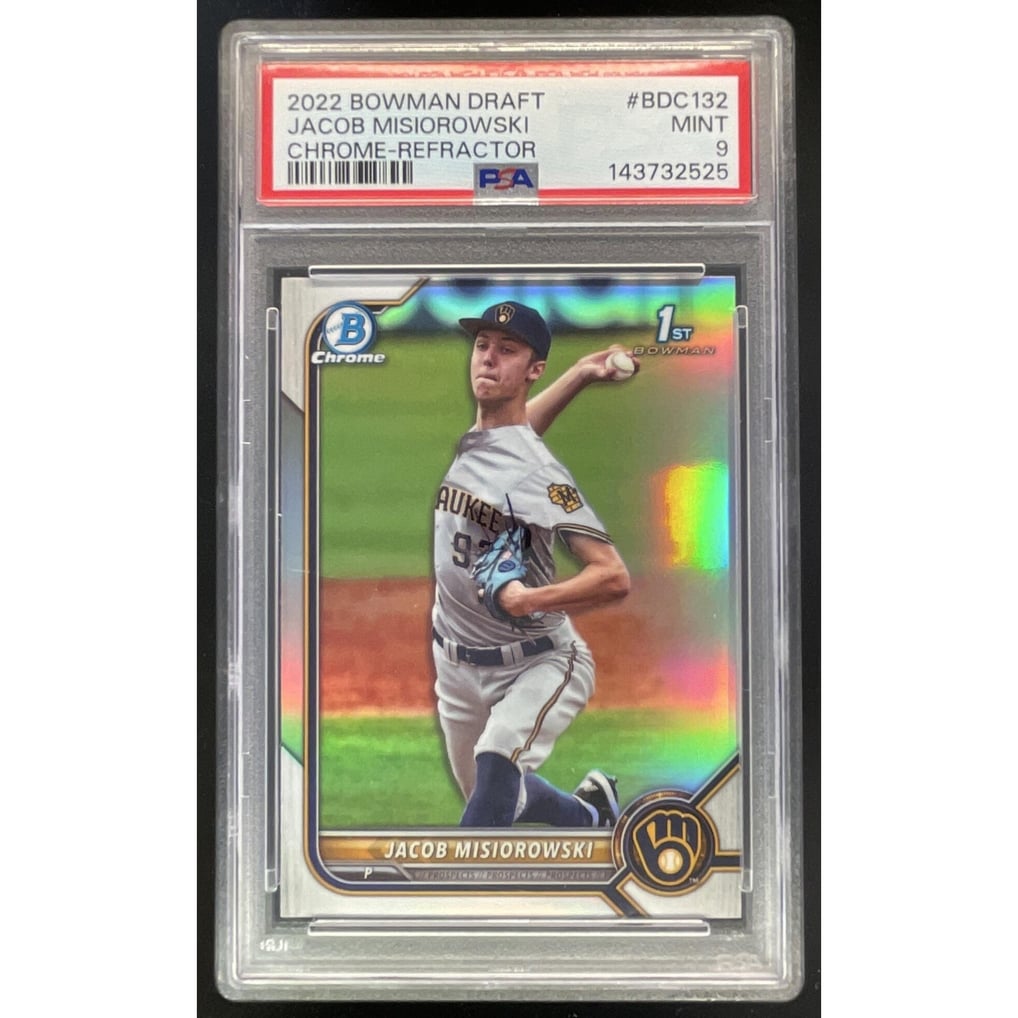 2022 Bowman Draft Chrome Refractor #BDC-132 Jacob Misiorowski RC PSA 9