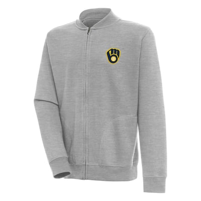  Milwaukee Brewers Antigua Victory Full-Zip Jacket - Heather Gray