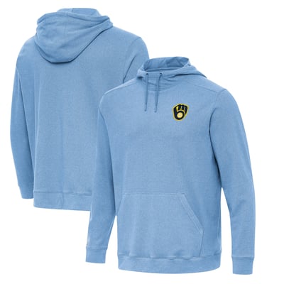  Milwaukee Brewers Antigua Cloud Pullover Hoodie - Heather Powder Blue