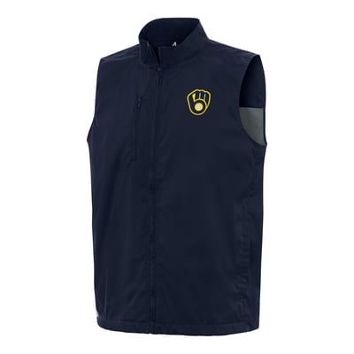 Milwaukee Brewers Antigua Brisk Full-Zip Vest - Navy