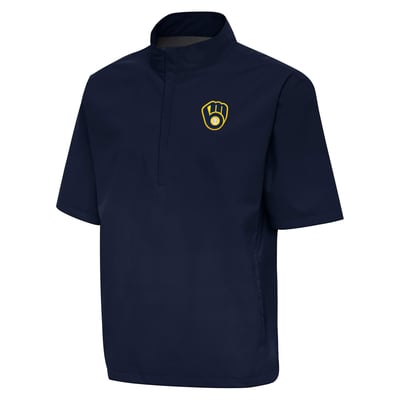 Milwaukee Brewers Antigua Brisk Quarter-Zip Wind Shirt - Navy