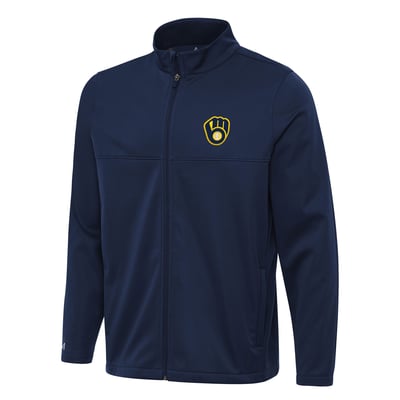 Milwaukee Brewers Antigua Links 2 Full-Zip Golf Jacket - Navy