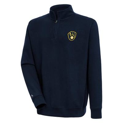  Milwaukee Brewers Antigua Victory Quarter-Zip Pullover Top - Navy
