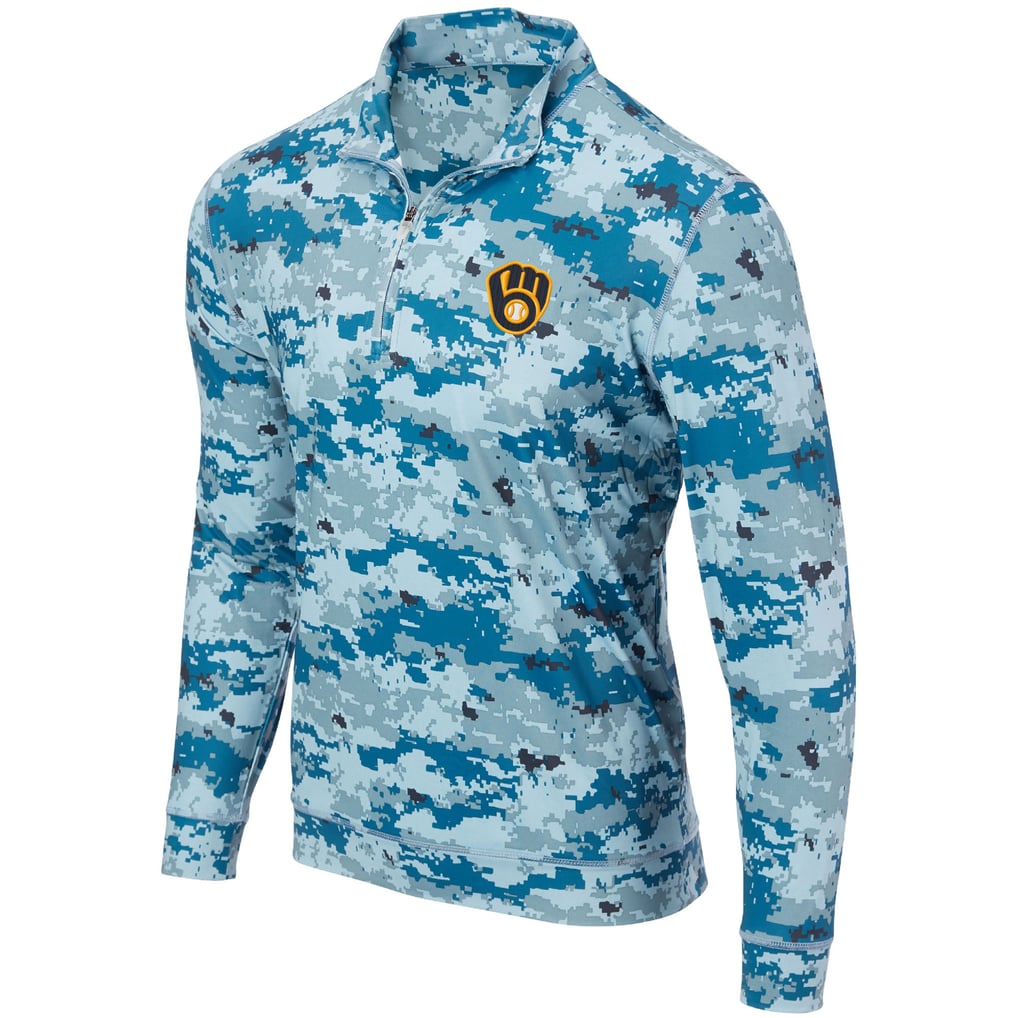 Milwaukee Brewers Digital Camo Performance Quarter-Zip Pullover Jacket - Blue