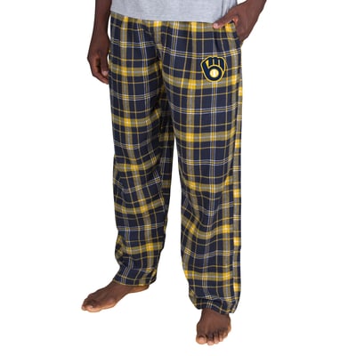 Milwaukee Brewers Concepts Sport Ultimate Plaid Flannel Pajama Pants - Navy