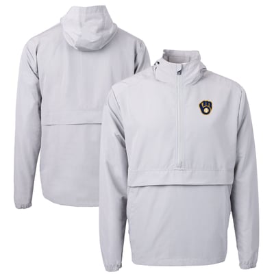 Milwaukee Brewers Cutter & Buck Charter Eco Recycled Half-Zip Anorak Jacket - Gray