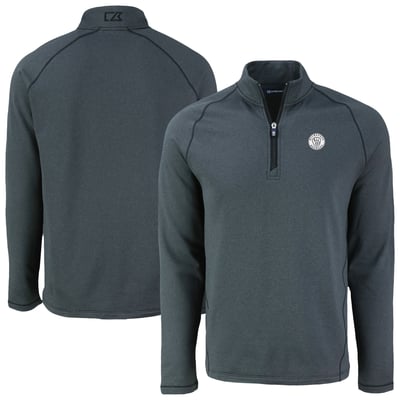 Milwaukee Brewers Cutter & Buck Peshastin Eco Fleece Recycled Raglan Quarter-Zip Top - Heather Black