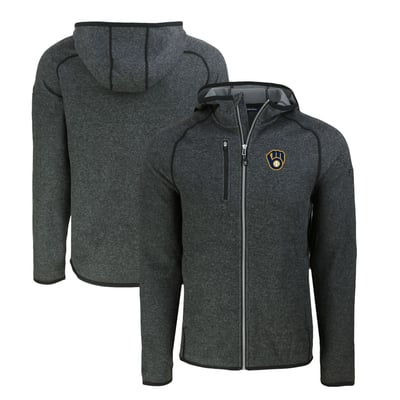 Milwaukee Brewers Cutter & Buck Mainsail Full-Zip Hooded Jacket - Heather Charcoal