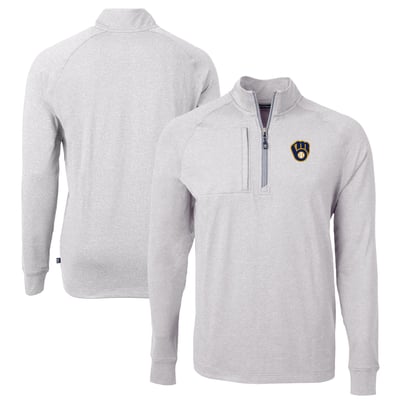 Milwaukee Brewers Cutter & Buck Adapt Eco Knit Stretch Recycled Quarter-Zip Pullover Top - Heather Gray