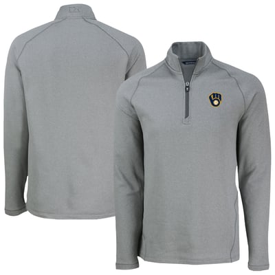 Milwaukee Brewers Cutter & Buck Peshastin Eco Fleece Recycled Raglan Quarter-Zip Top - Heather Gray