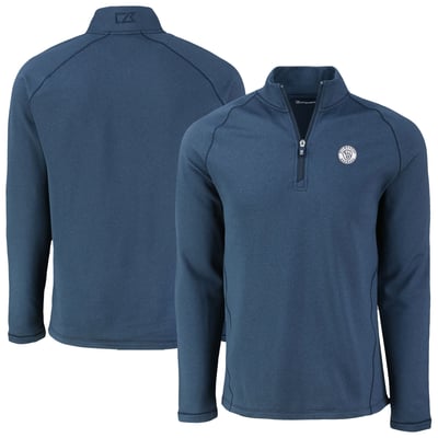 Milwaukee Brewers Cutter & Buck Peshastin Eco Fleece Recycled Raglan Quarter-Zip Top - Heather Navy