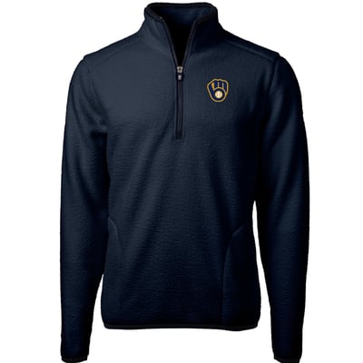 Milwaukee Brewers Cutter & Buck Cascade Eco Sherpa Fleece Quarter-Zip Pullover Jacket - Navy
