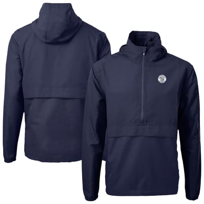 Milwaukee Brewers Cutter & Buck Charter Eco Recycled Anorak Half-Zip Hoodie Jacket - Navy