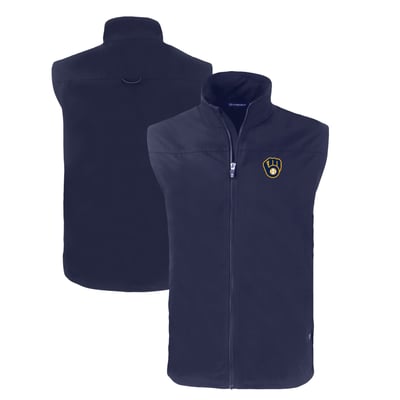 Milwaukee Brewers Cutter & Buck Charter Eco Recycled Full-Zip Vest - Navy