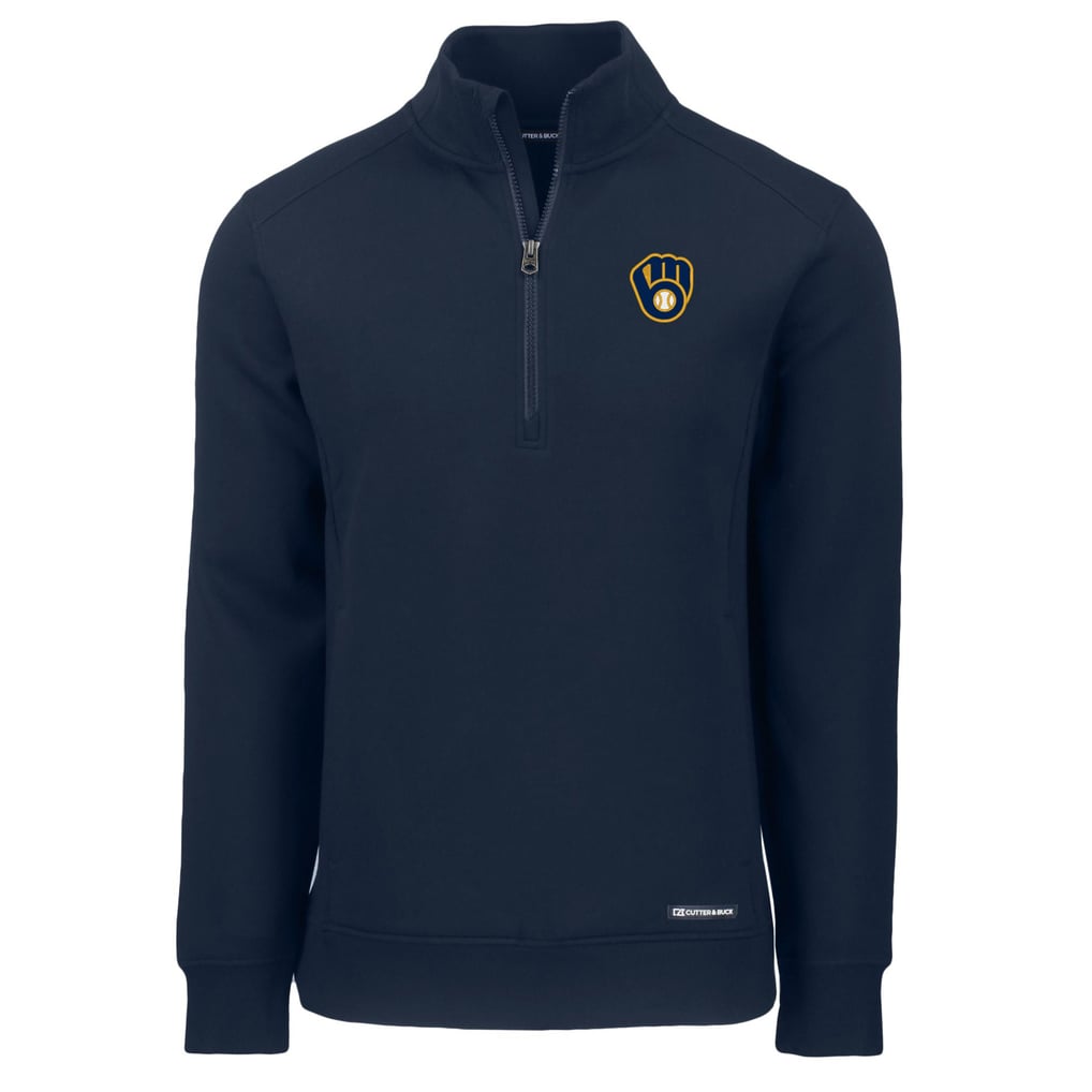  Milwaukee Brewers Cutter & Buck Roam Eco Recycled Quarter-Zip Pullover - Navy