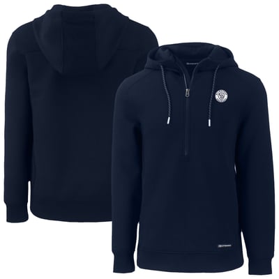 Milwaukee Brewers Cutter & Buck Roam Eco Recycled Tri-Blend Half-Zip Hoodie - Navy