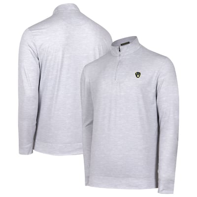Milwaukee Brewers Sublime Tri-Blend Quarter-Zip Jacket - Gray