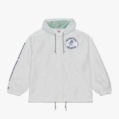 Milwaukee Brewers Mitchell & Ness Yacht Rock Coaches Full-Snap Hooded Windbreaker Jacket - White