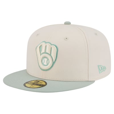 Milwaukee Brewers New Era Color Pack 59FIFTY Fitted Hat - Cream/Green