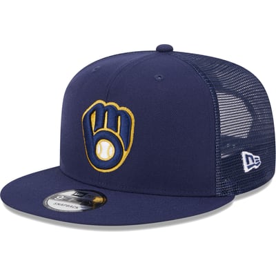 Milwaukee Brewers New Era Team Color Trucker 9FIFTY Snapback Hat - Navy