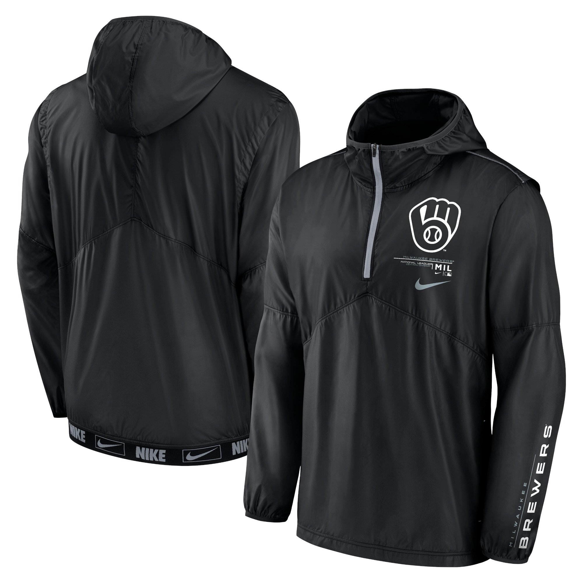 nike milwaukee brewers ナイロンジャケット プルオーバー mens-nike-black-milwaukee-