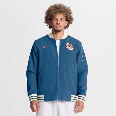 Milwaukee Brewers Nike 2026 City Connect Authentic Collection Relaxed Full-Zip Bomber Jacket - Blue