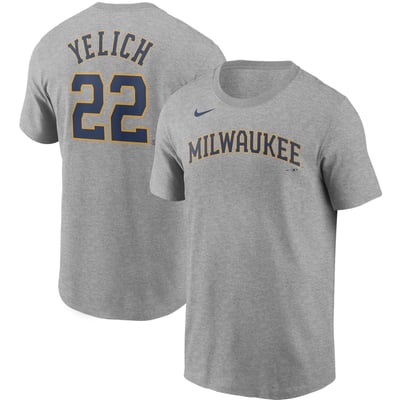 Christian Yelich Milwaukee Brewers Nike Name & Number T-Shirt - Gray