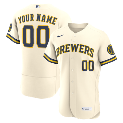  Milwaukee Brewers Nike Home Authentic Custom Jersey - Cream