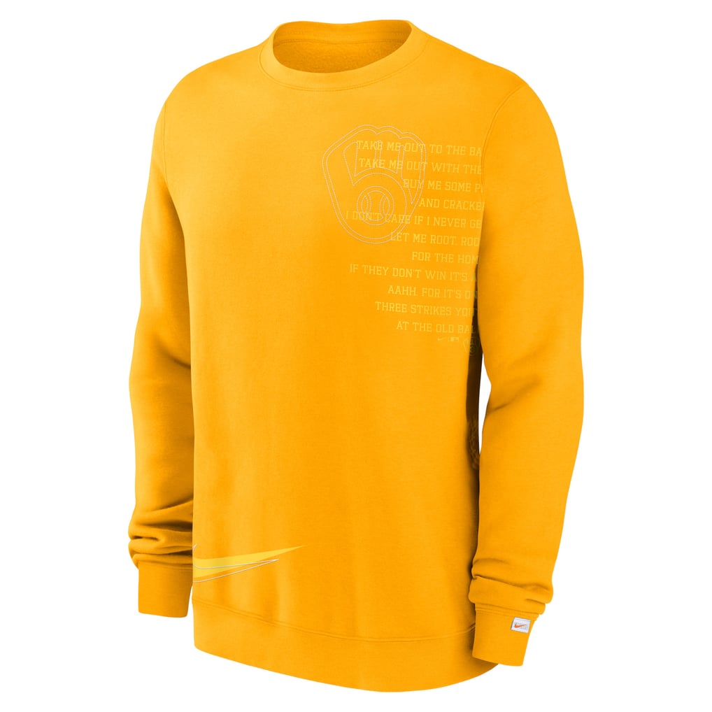 Milwaukee Brewers Nike Statement Ball Game Fleece Pullover Sweatshirt - Gold