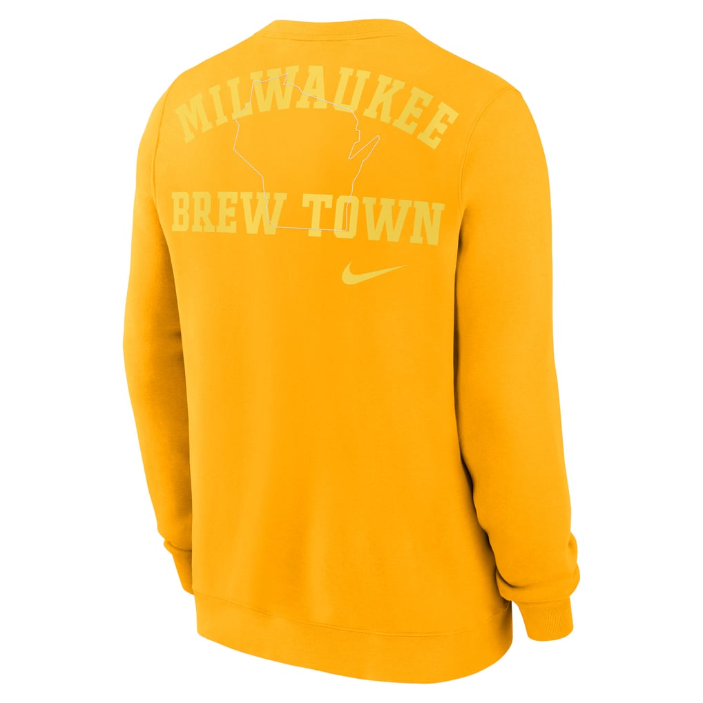 Milwaukee Brewers Nike Statement Ball Game Fleece Pullover Sweatshirt - Gold