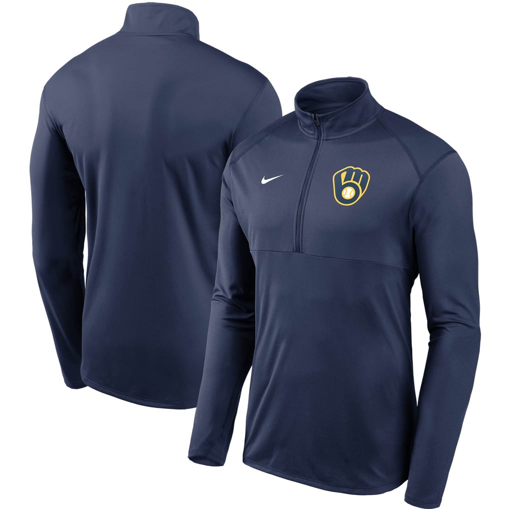 Milwaukee Brewers Nike Team Logo Element Performance Half-Zip Pullover Jacket - Navy