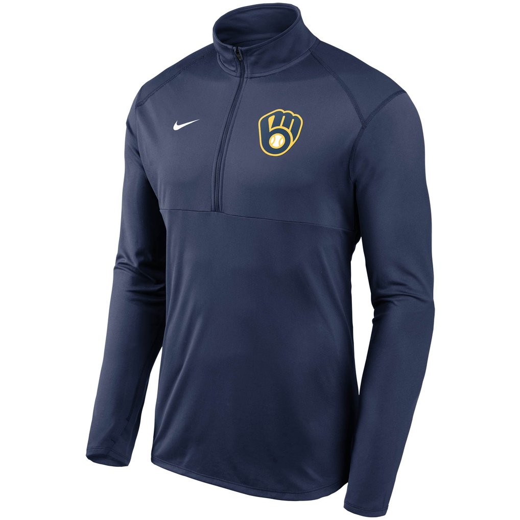 Milwaukee Brewers Nike Team Logo Element Performance Half-Zip Pullover Jacket - Navy