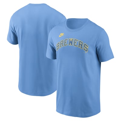Milwaukee Brewers Nike Cooperstown Collection Wordmark T-Shirt - Powder Blue