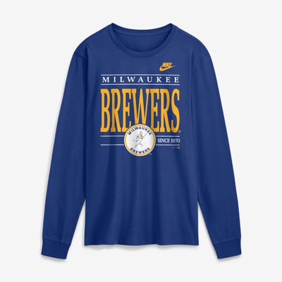 Milwaukee Brewers Nike Cooperstown Graphic Long Sleeve T-Shirt - Royal