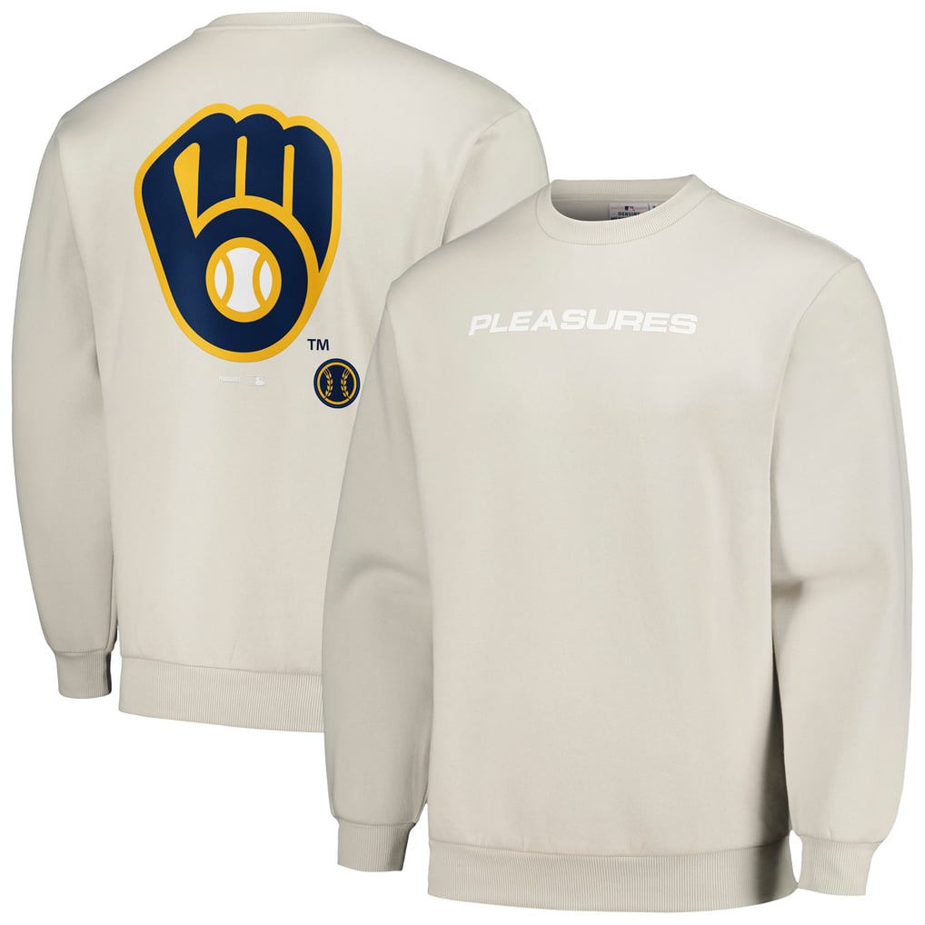 Milwaukee Brewers PLEASURES Ballpark Pullover Sweatshirt - Gray