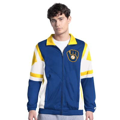 Milwaukee Brewers Starter Contender Tricot Full-Zip Track Jacket - Royal/Gold