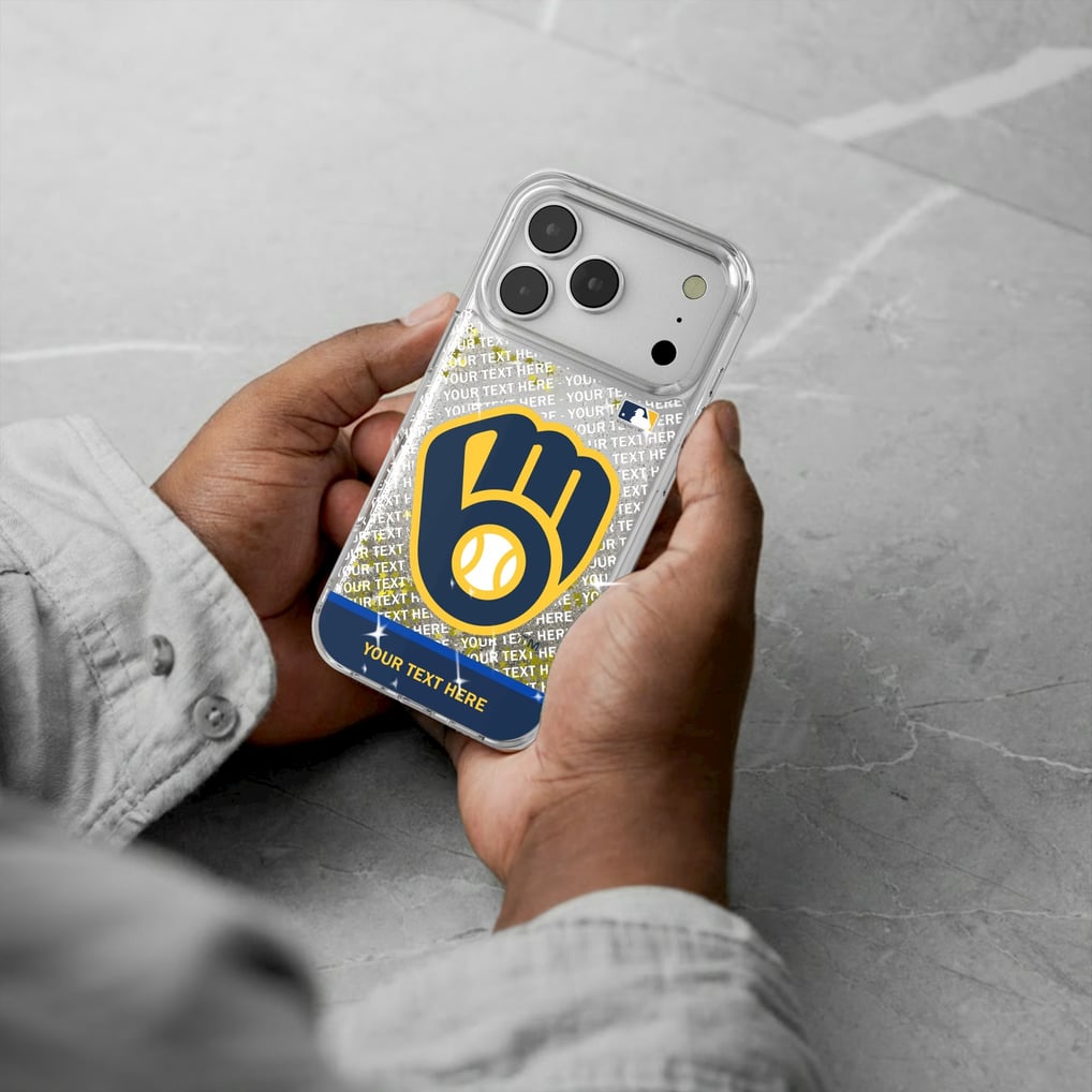 Milwaukee Brewers iPhone Personalized Glitter Case
