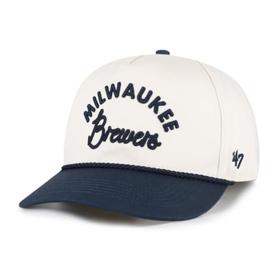 Milwaukee Brewers '47 Unisex Rope Script Hitch Adjustable Hat - Natural/Navy