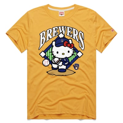  Milwaukee Brewers Homage Unisex Hello Kitty Tri-Blend T-Shirt - Gold