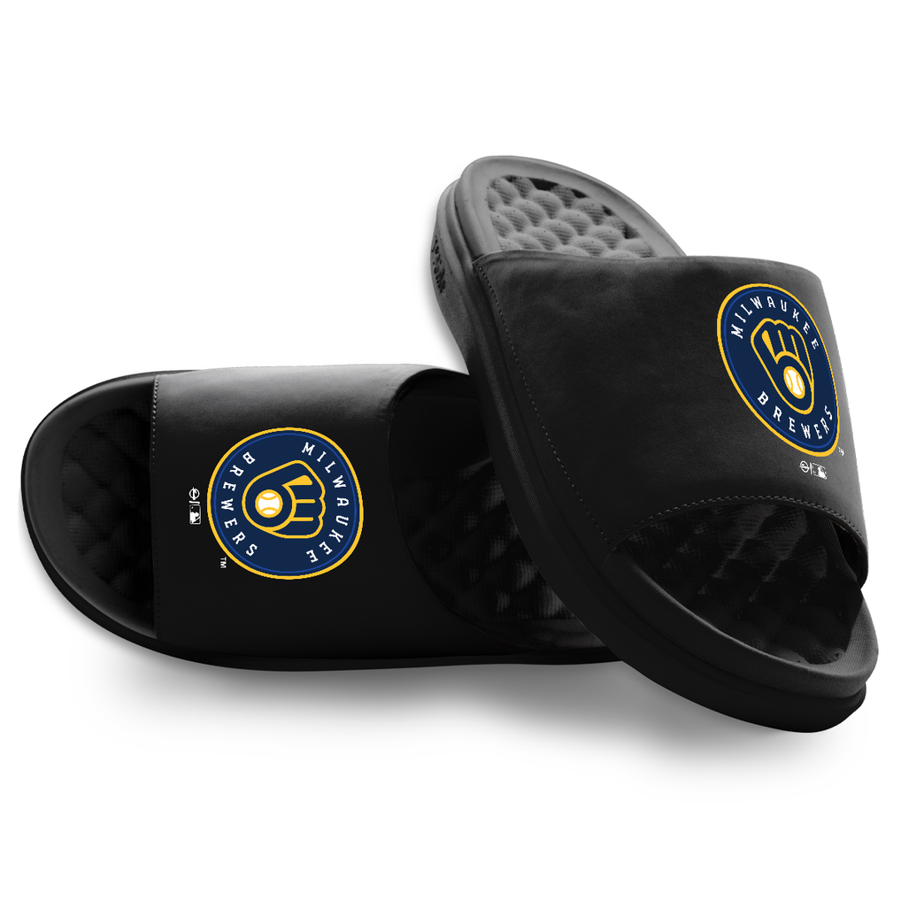 Milwaukee Brewers ISlide Unisex Primary Motive Slide Sandals - Black