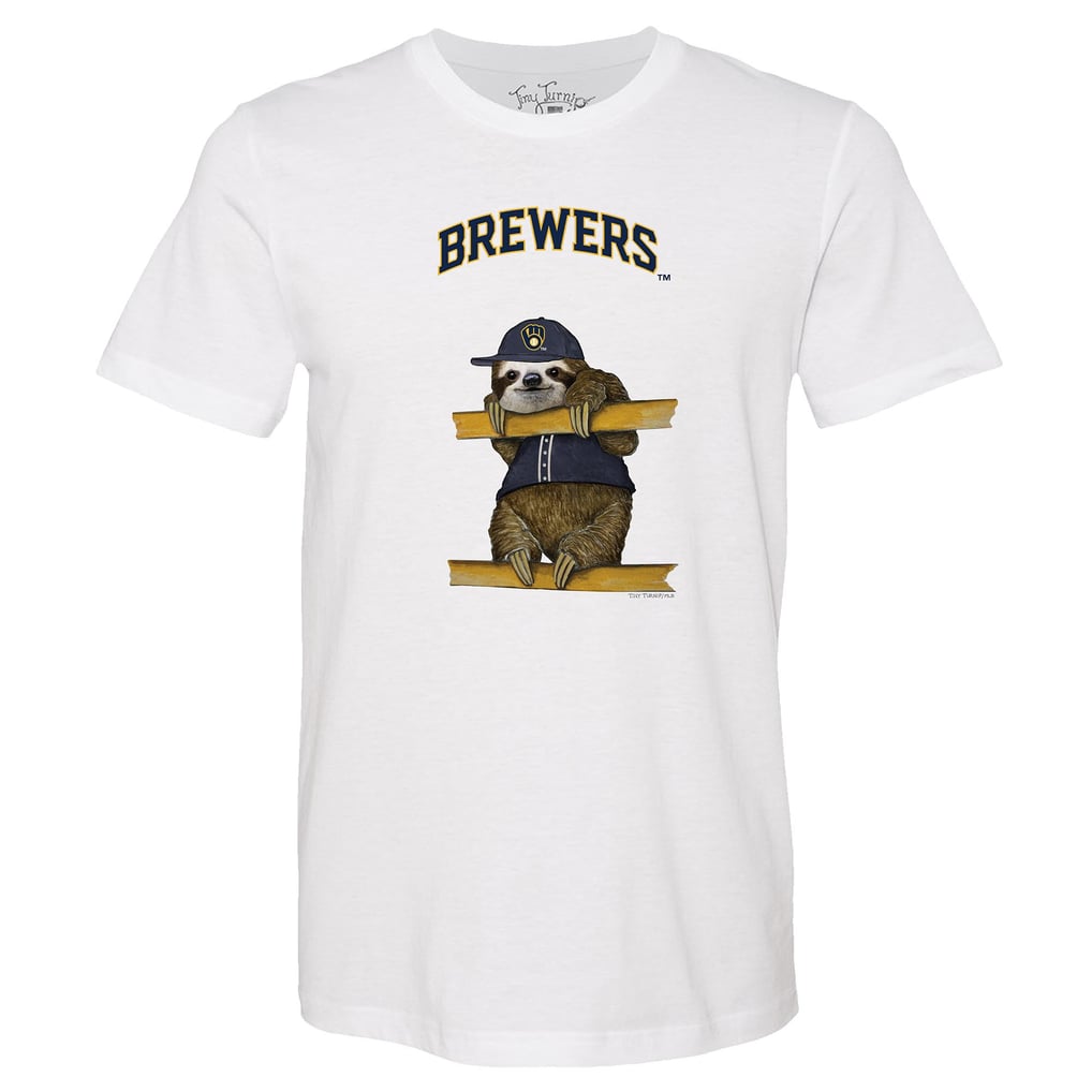 Milwaukee Brewers Tiny Turnip Unisex Sloth T-Shirt - White