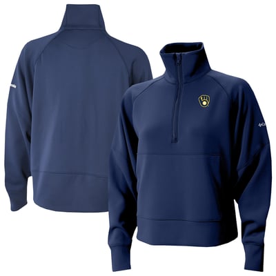 Milwaukee Brewers Columbia Women's Wickhams Hills Raglan Omni-Wick Quarter-Zip Pullover - Navy